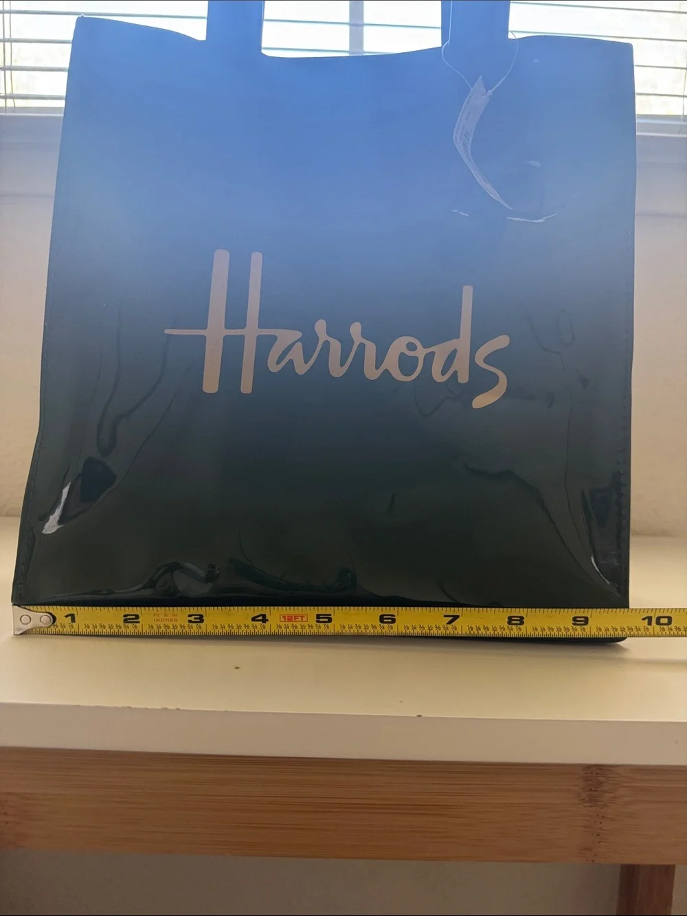 Harrods Green Vinyl Small Shopper Bag NWT